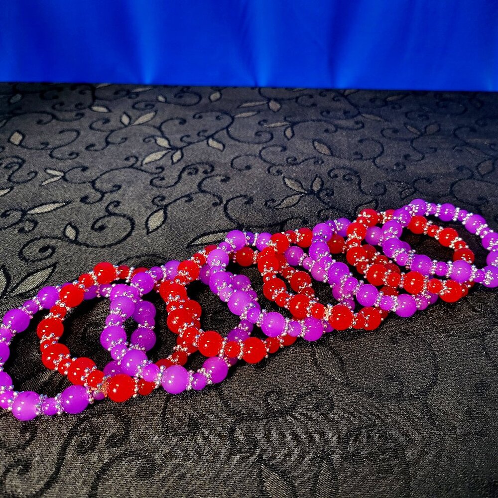 NWOT - Nine Gorgeous Beaded Bracelets - Purple & Red